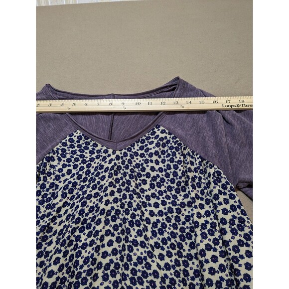 Umgee Blouse Women Small Boho/Hippie Floral/Paisley Bell Sleeve Top Purple/Blue - Picture 6 of 10